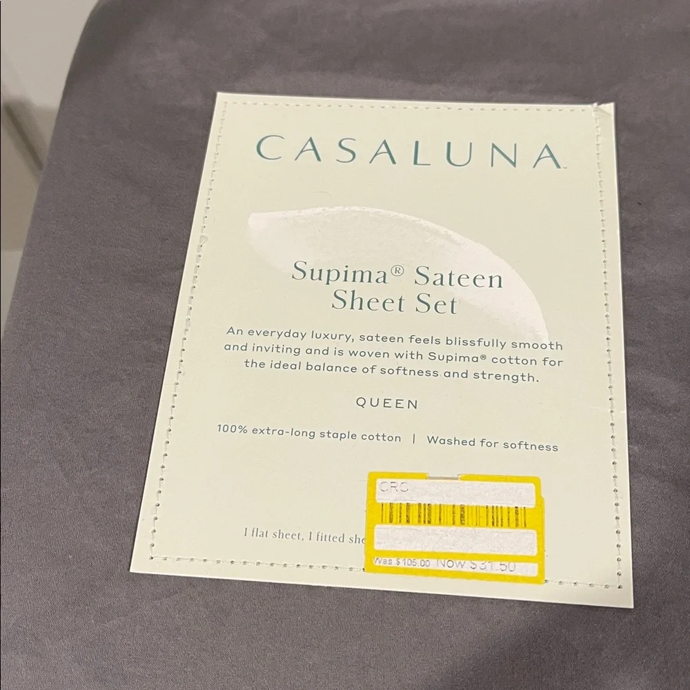 Casaluna Supima Sateen Sheet Set in Charcoal - Picture 3 of 5